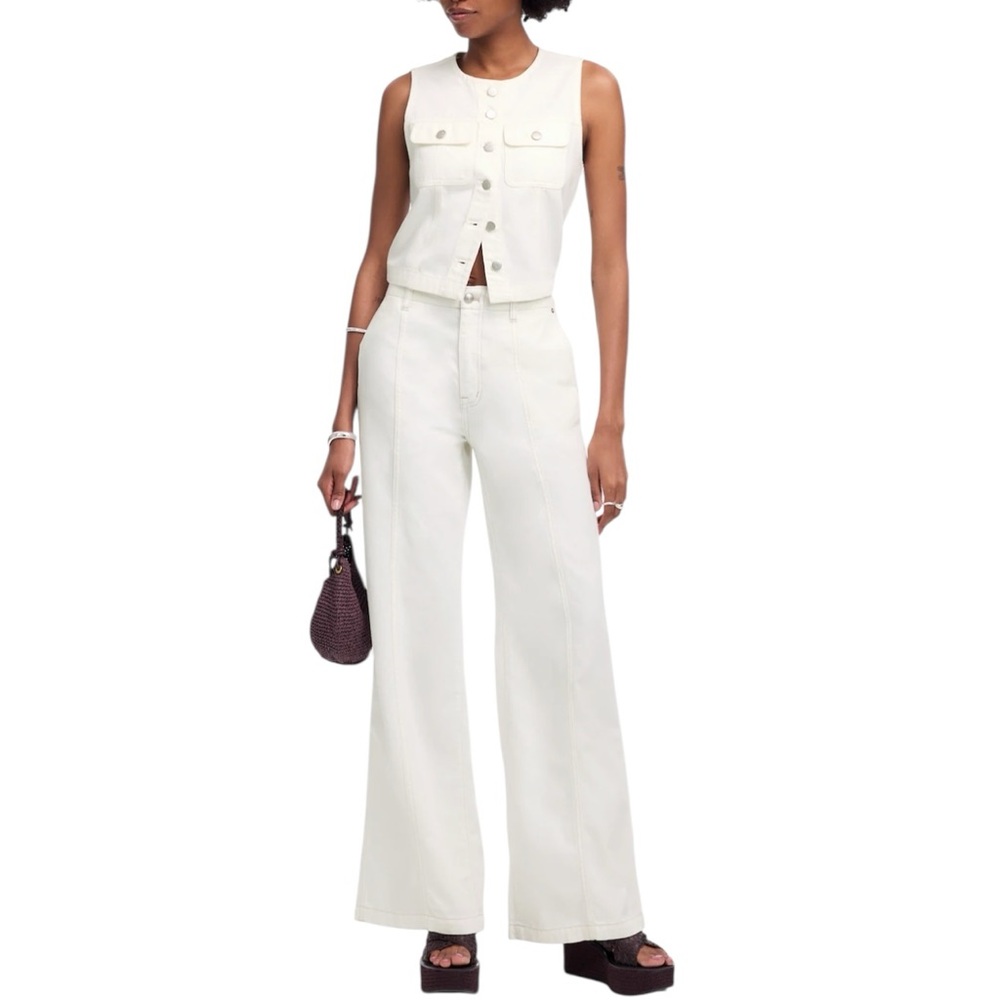 Madewell Cropped Denim Vest: Airy Denim Edition in Tile White - Picture 3 of 9